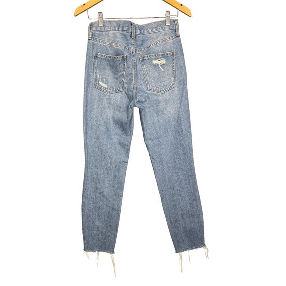 We The Free Free People Distressed Button Fly High Rise Jeans 24 - Picture 5 of 9